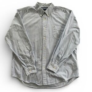 Tommy Hilfiger Mens XL Light Blue White Striped Button Down Shirt Long Sleeve